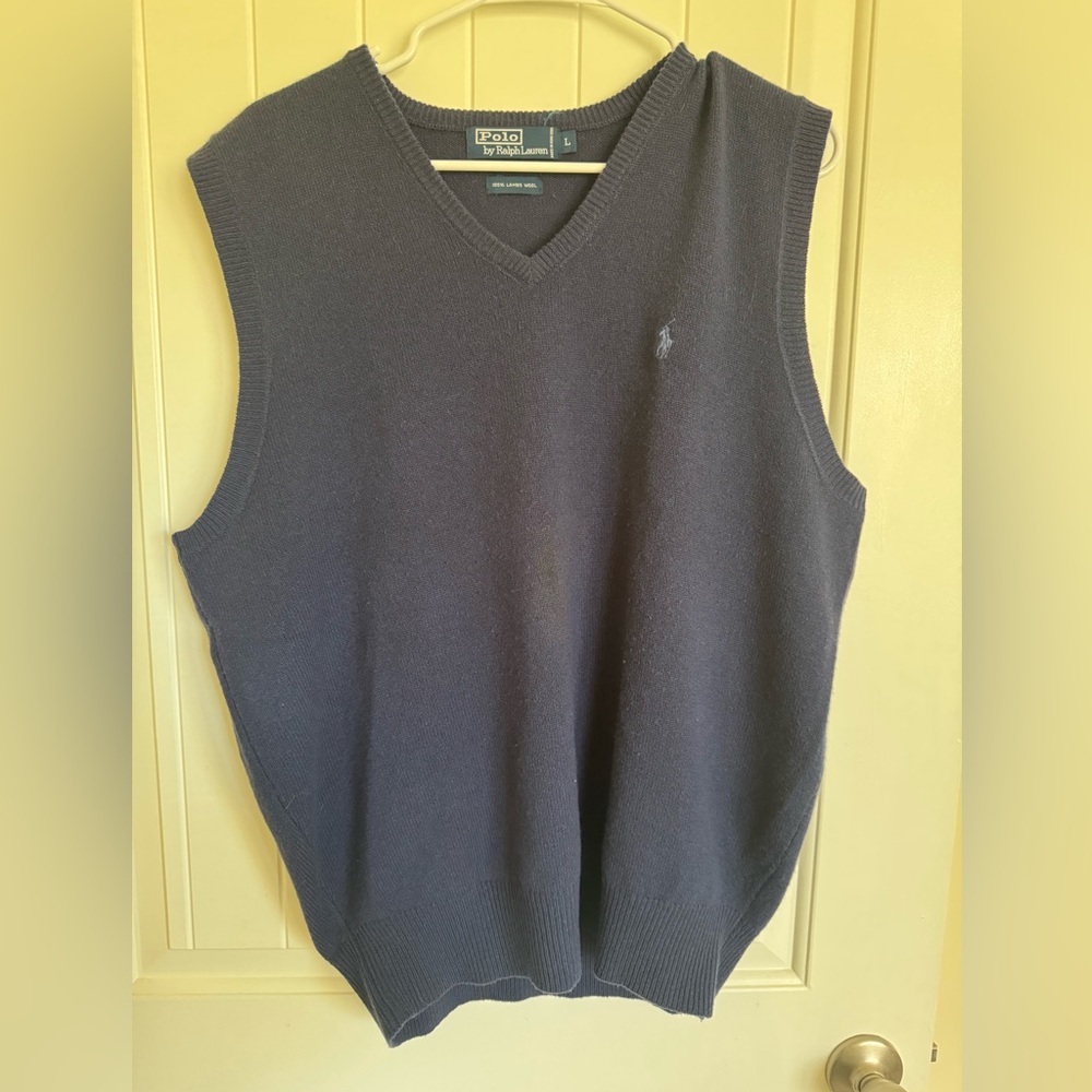 Polo by Ralph Lauren Men's Dark Blue V-Neck Sweater Vest